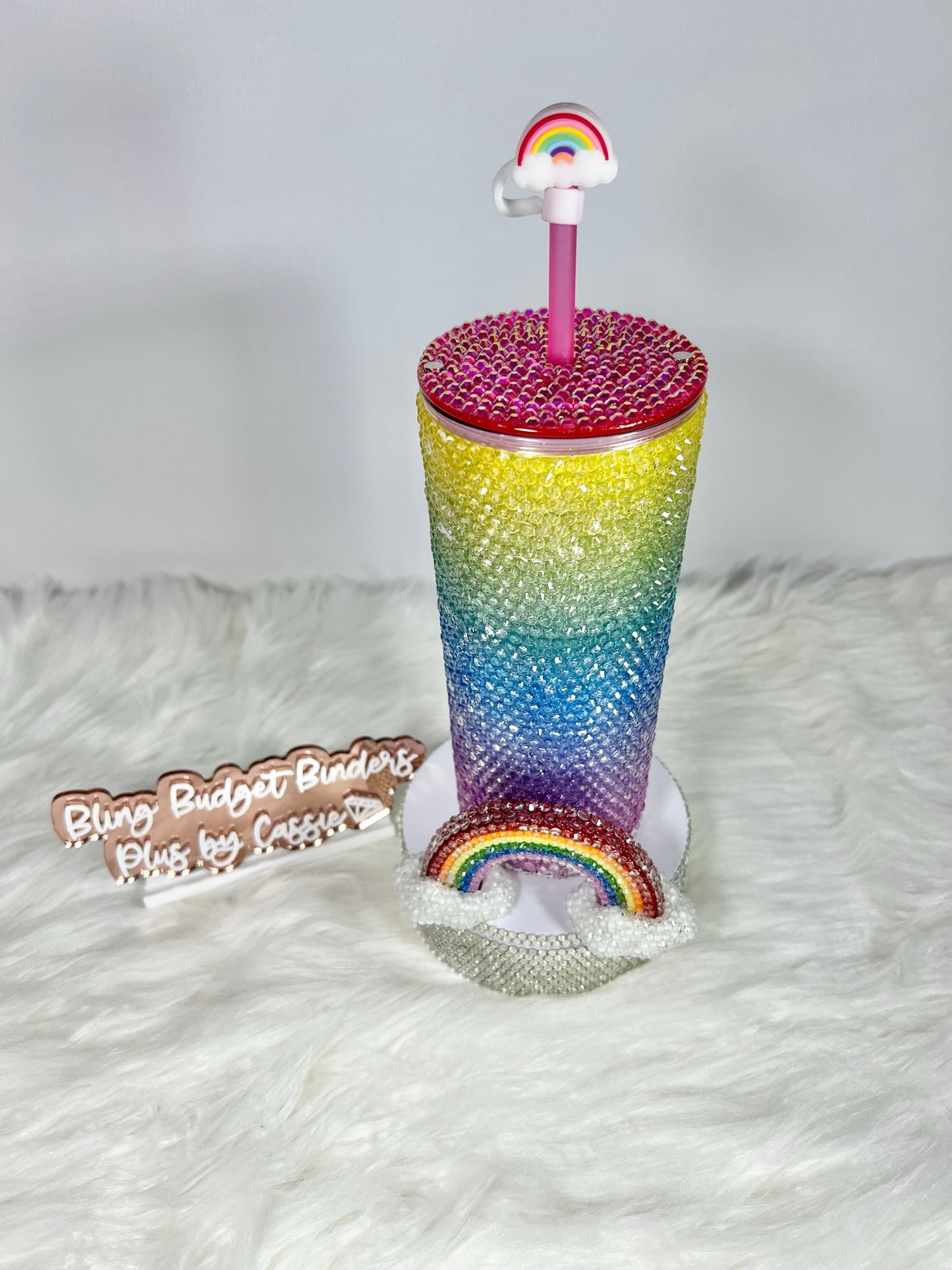 Rainbow Rhinestone Tumbler