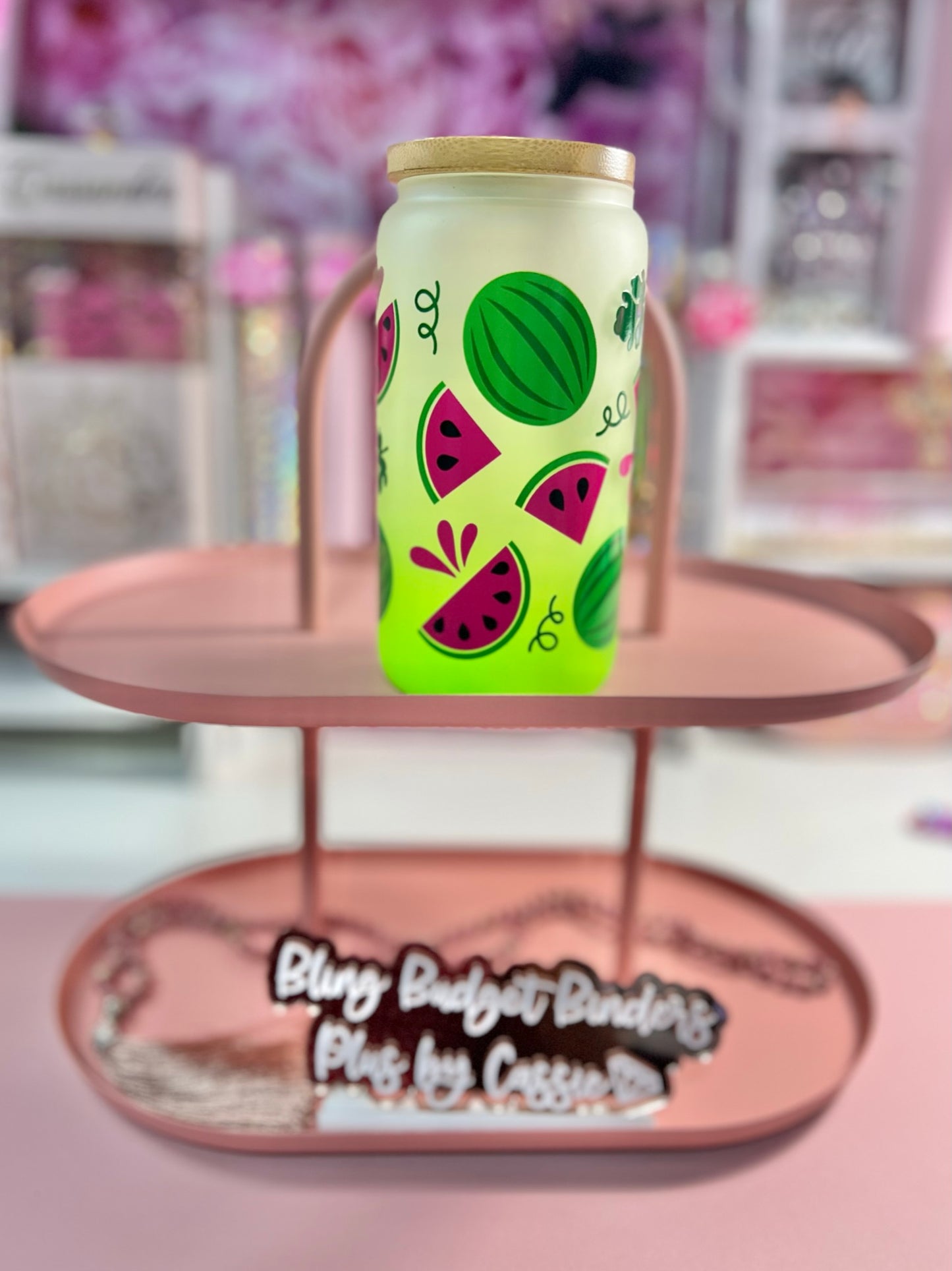 Watermelon Green Frosted 16oz Beer Can Glass