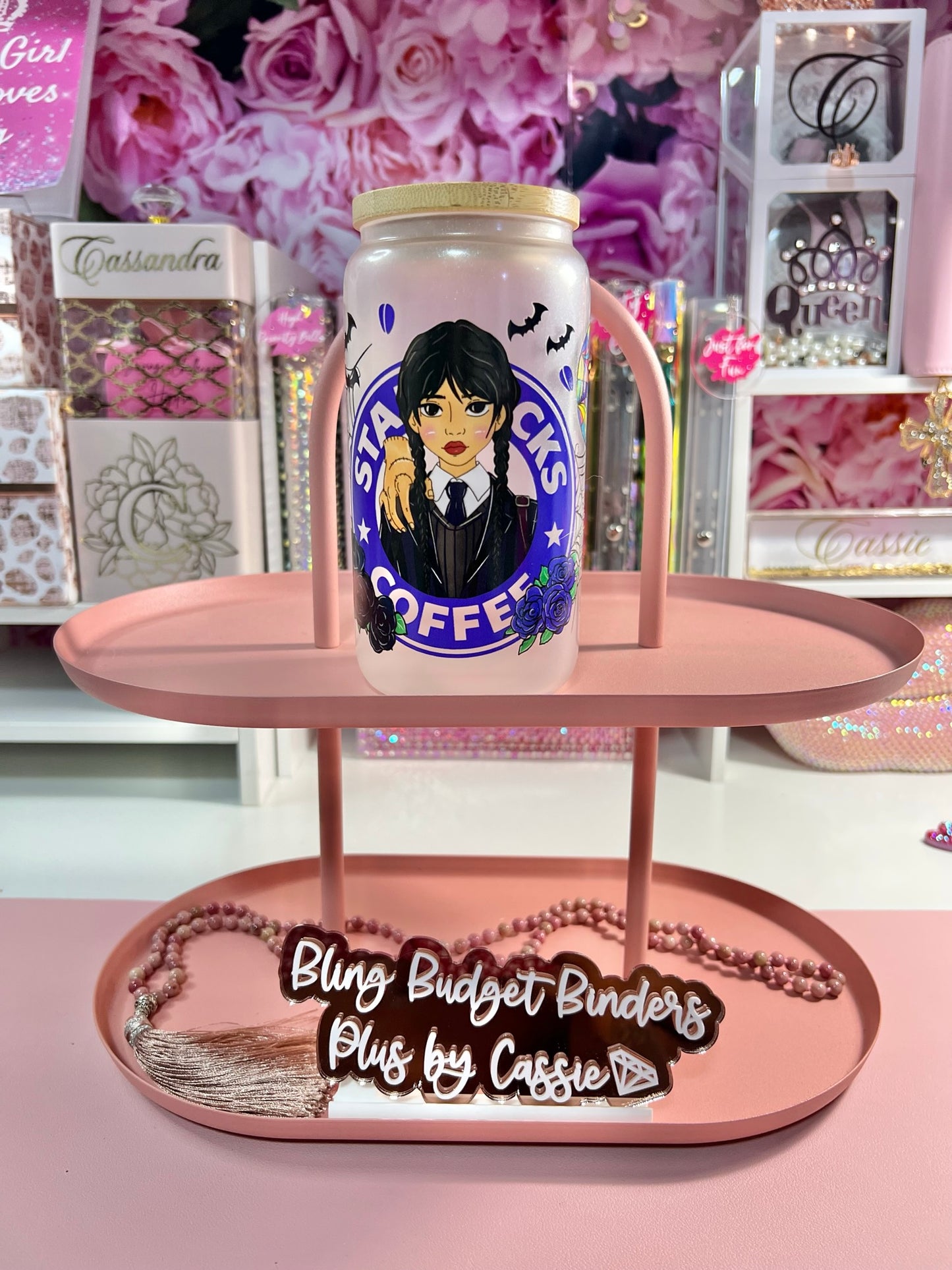 Wednesday Frosted Shimmer 16oz Beer Can Glass