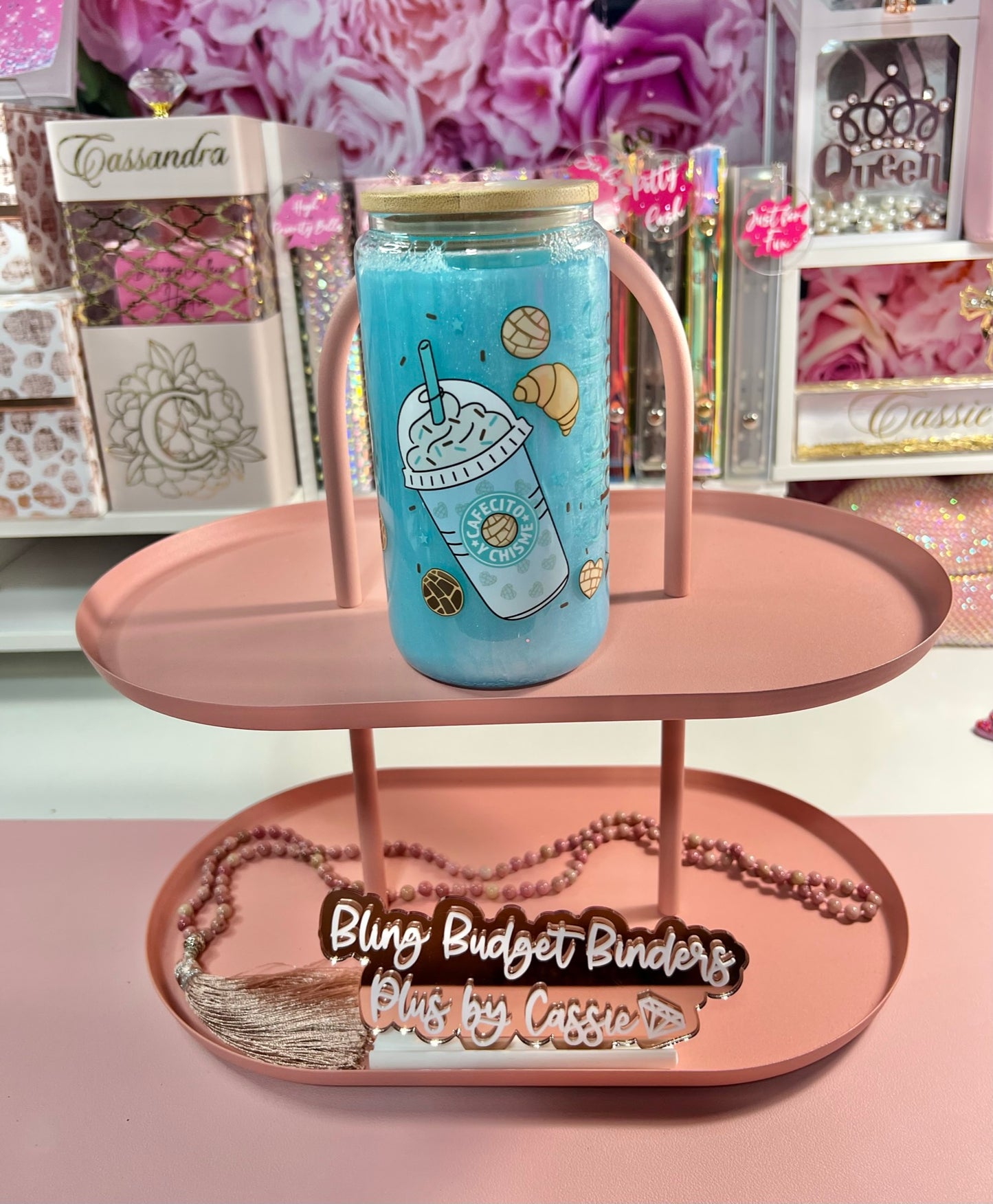 Cafecito 16oz Blue Glass Snow Globe