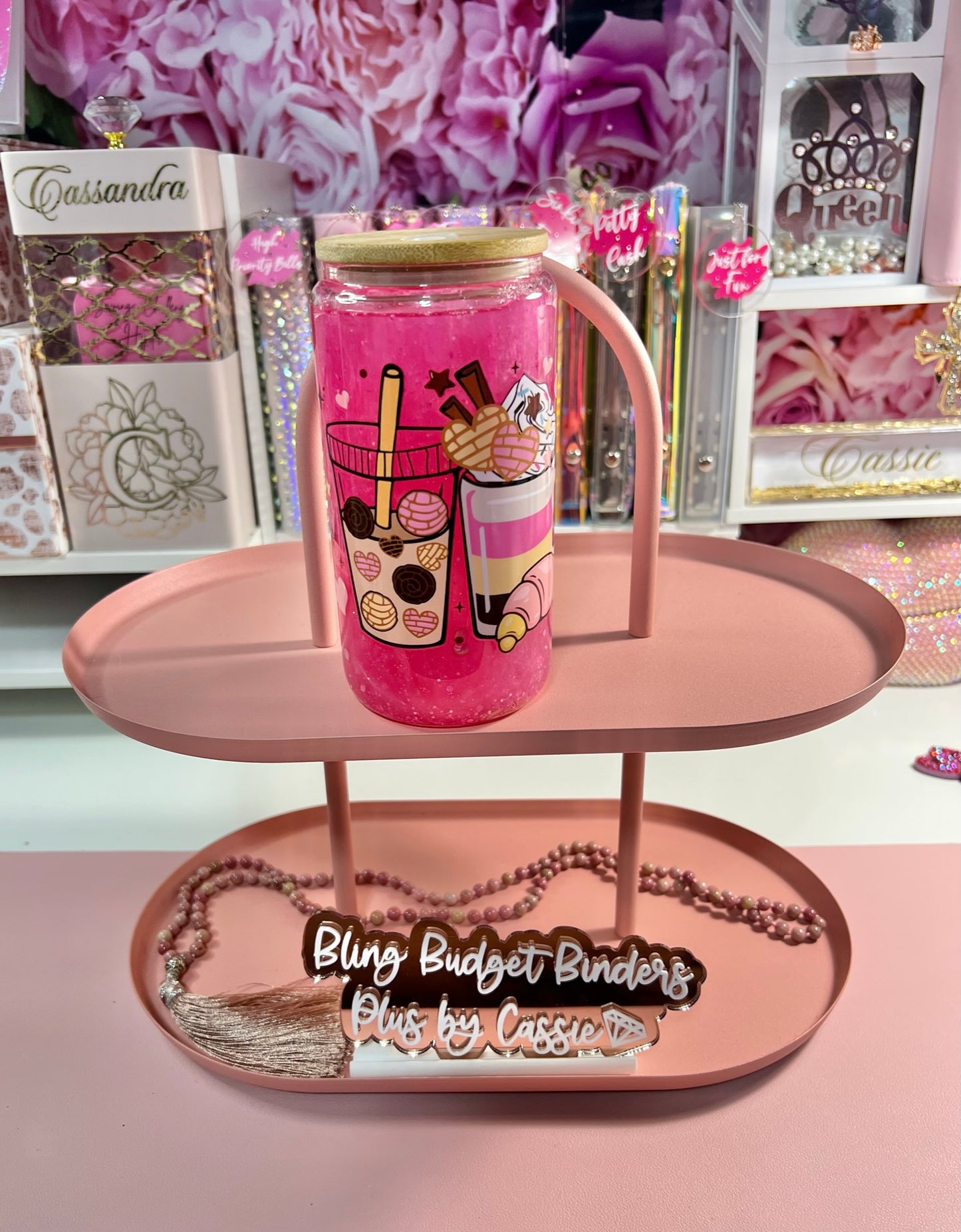 Cafecito 16oz Pink Glass Snow Globe