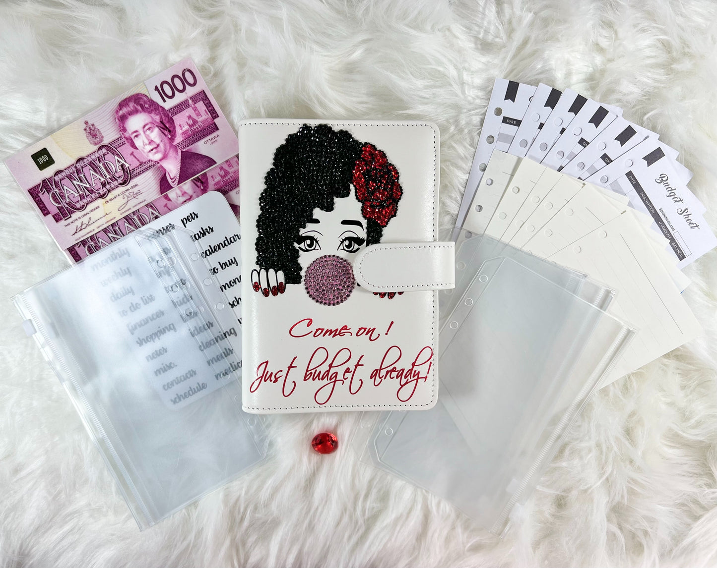 Bubble Gum Attitude Budget Binder Package with PVC Envelopes - A6