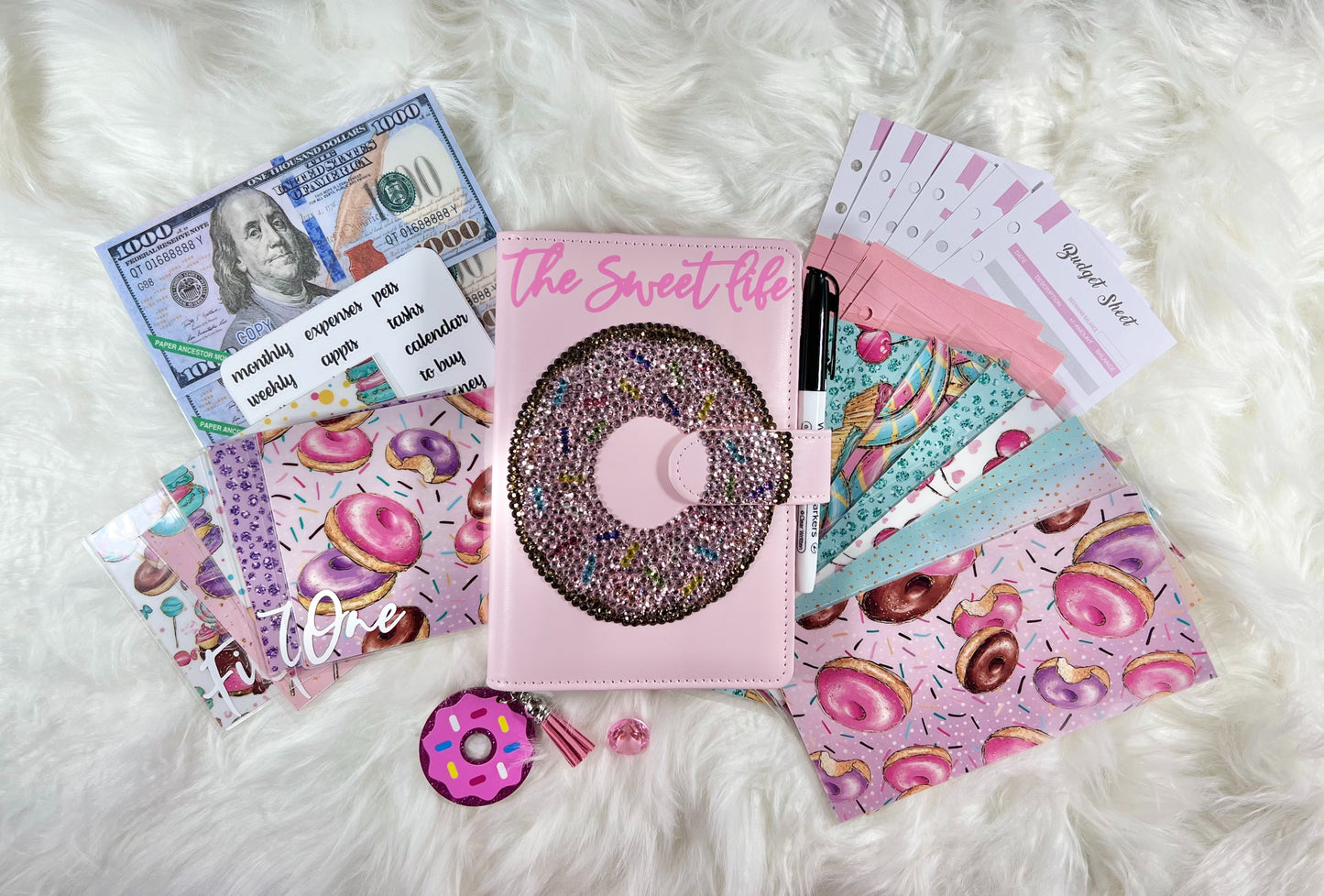 "The Sweet Life" Donut Budget Binder Package with Handcrafted Envelopes - Style 2 - A6