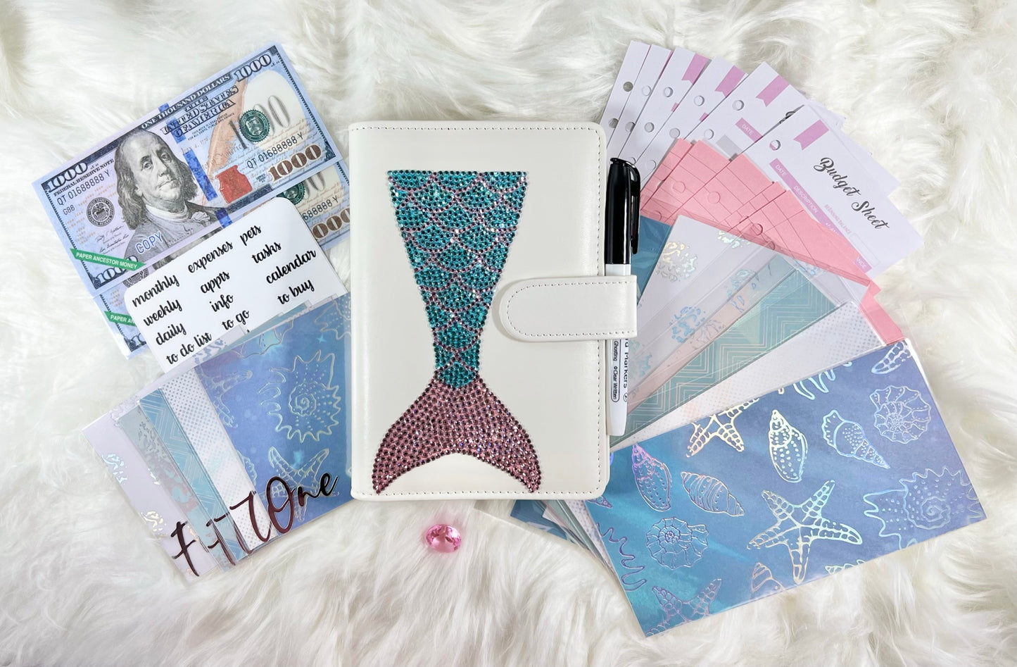 Mermaid Budget Binder Package with Handcrafted Envelopes - Style 2 - A6