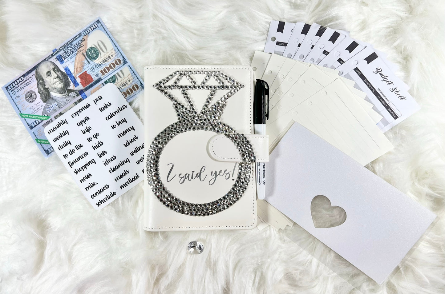"I Said Yes" Engagement Ring Budget Binder Package with Handcrafted Envelopes - A6