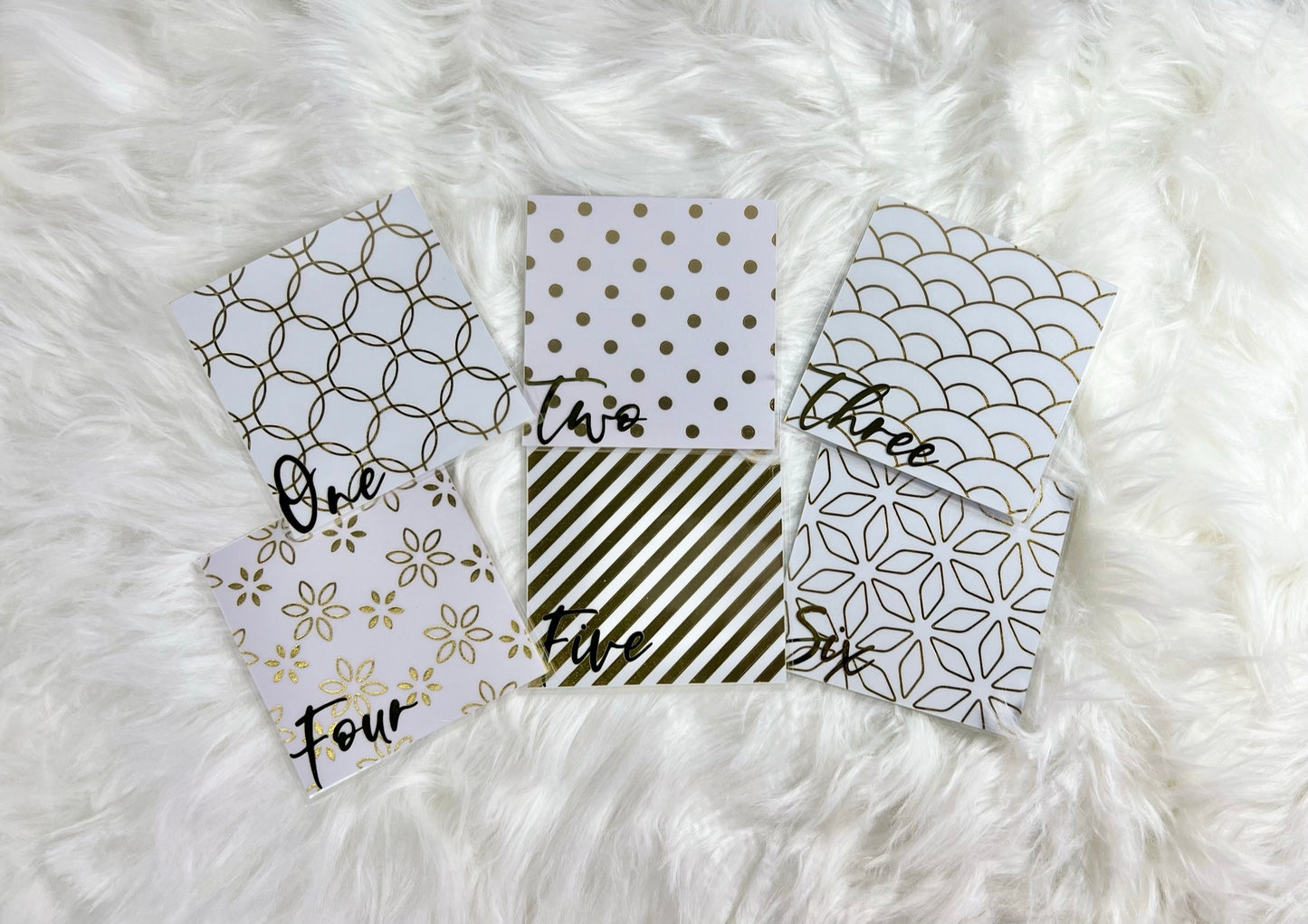 12 Piece Gold and White Pattern Handcrafted Envelopes - A6