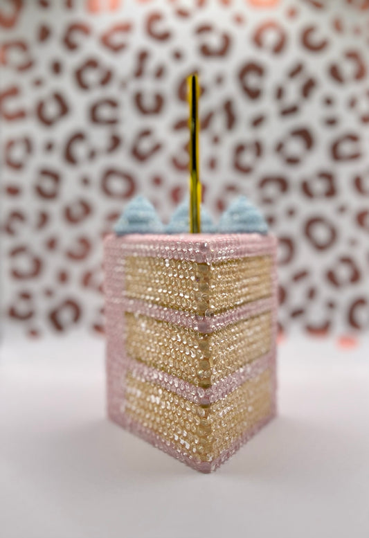 Transparent Glass Rhinestones Cake Tumbler