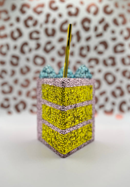 Rhinestone Glass Cake Tumbler