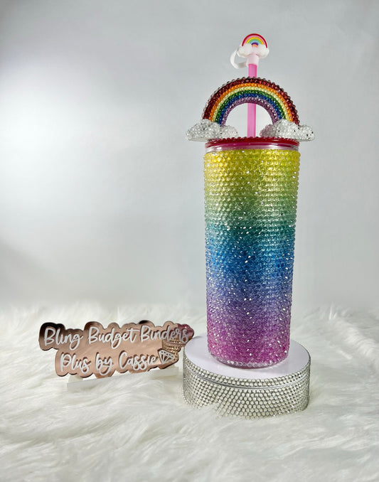 Rainbow Rhinestone Tumbler