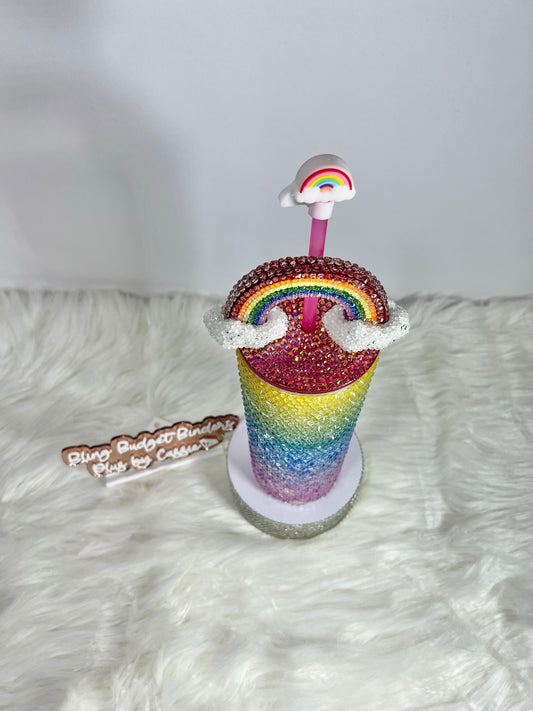 Rainbow Rhinestone Tumbler