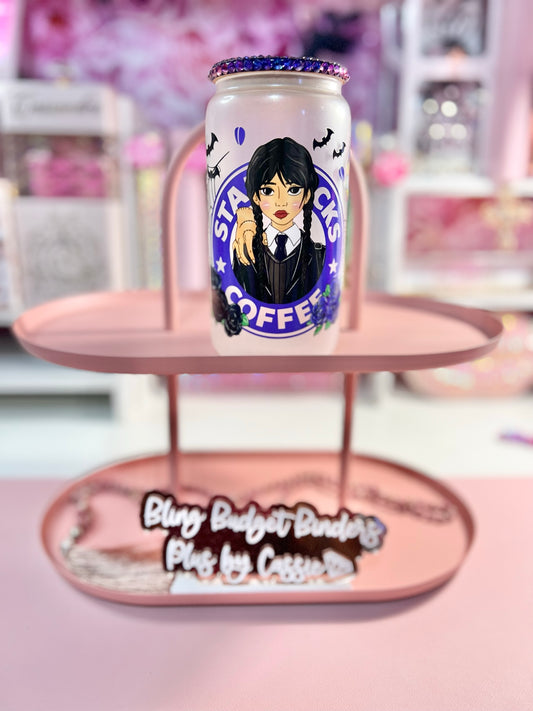 Wednesday Frosted Shimmer 16oz Beer Can Glass