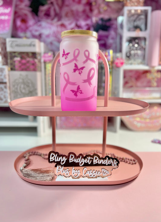 Survivor Pink Frosted 16oz Beer Can Glass