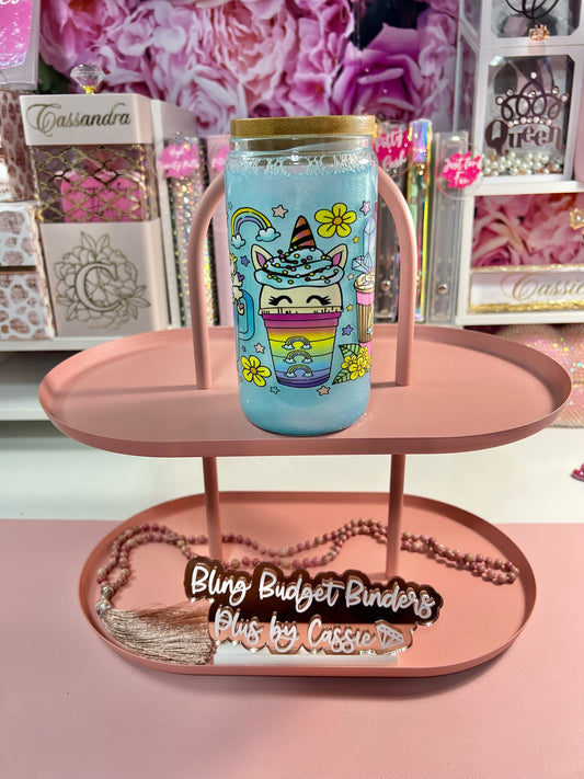 Unicorn 16oz Blue Glass Snow Globe