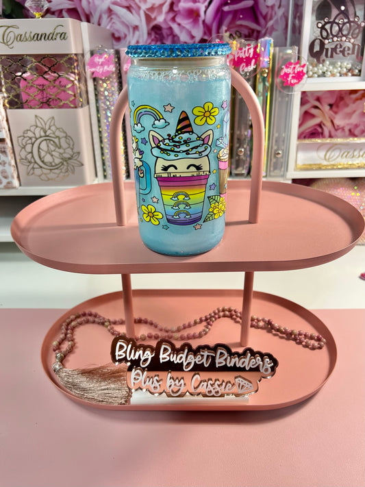 Unicorn 16oz Blue Glass Snow Globe