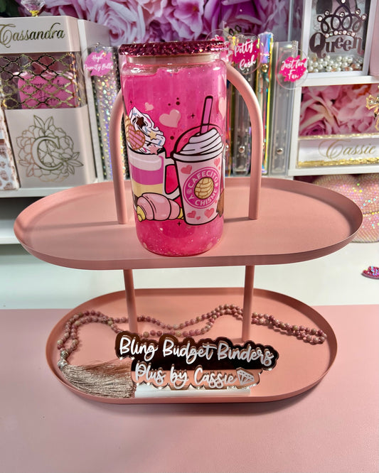 Cafecito 16oz Pink Glass Snow Globe