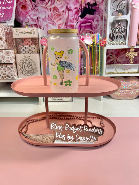 Tink Glow in the Dark Frosted Shimmer 16oz Beer Can Glass