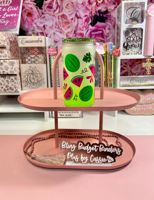 Watermelon Green Frosted 16oz Beer Can Glass