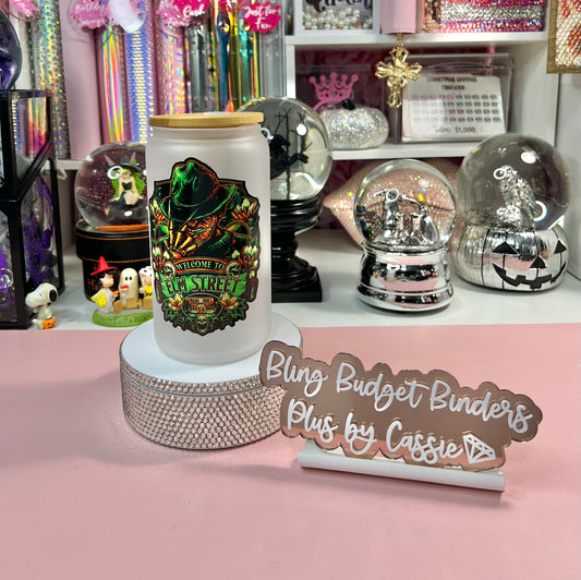 Welcome to Elm Street Frosted 16oz Beer Can Glass