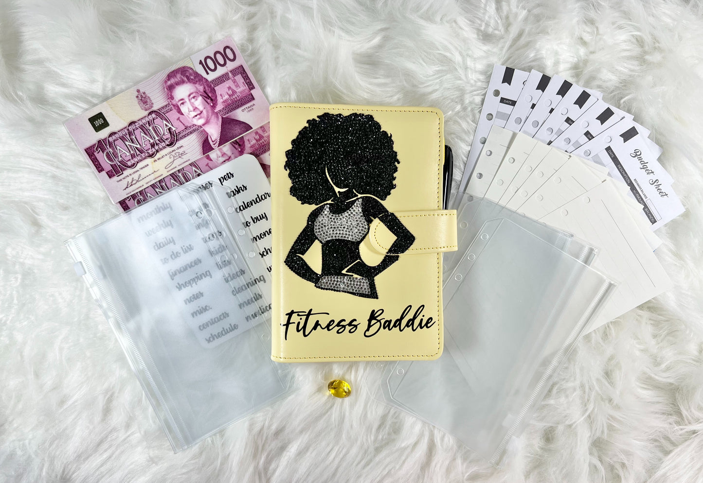 "Fitness Baddie" Budget Binder Package with PVC Envelopes - A6