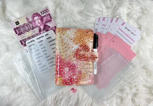 Marble Budget Binder Package with PVC Envelopes - Style 2 - A6