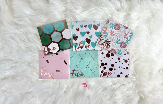 10 Rose Gold Pattern Pocket Style Handcrafted Envelopes - A6