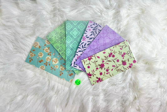 12 Piece Purple and Green Floral Pattern Handcrafted Envelopes - A6