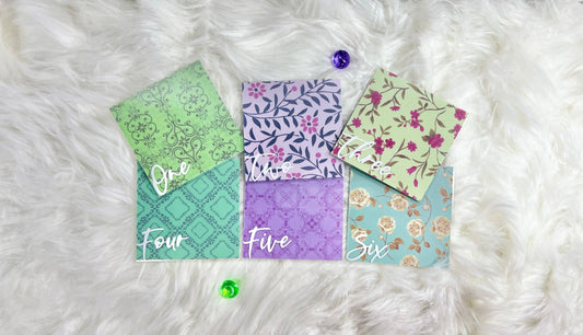 12 Piece Purple and Green Floral Pattern Handcrafted Envelopes - A6