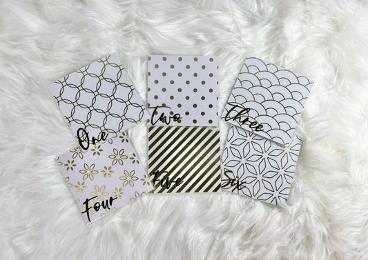 12 Piece Gold and White Pattern Pocket Style Handcrafted Envelopes - A6