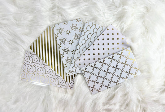 12 Piece Gold and White Pattern Handcrafted Envelopes - A6