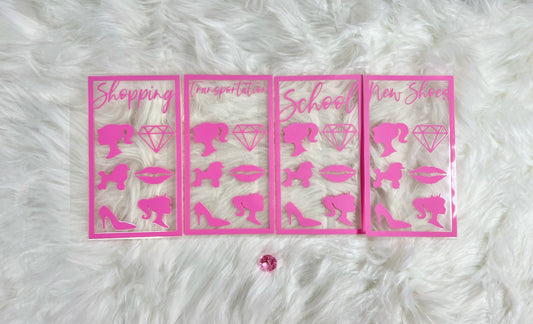 Pink Rhinestone Silhouette Budget Binder Package with Hancrafted Envelopes - A6