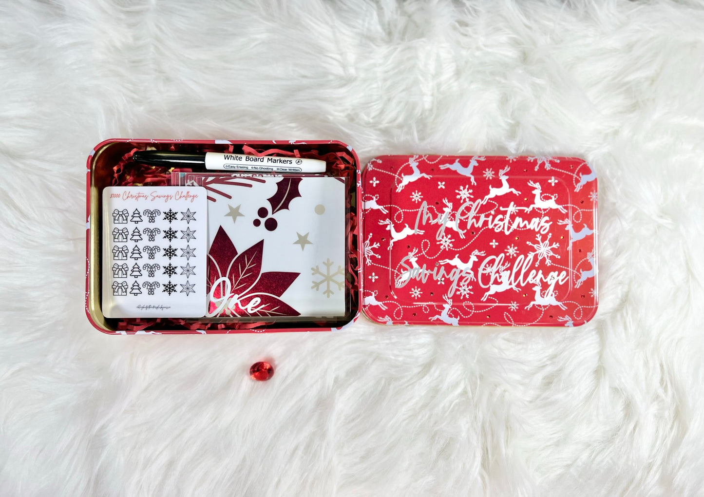 Christmas Mini Savings Challenge Bling Tin - Style 1