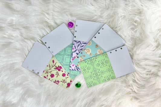 12 Piece Purple and Green Floral Pattern Pocket Style Handcrafted Envelopes - A6